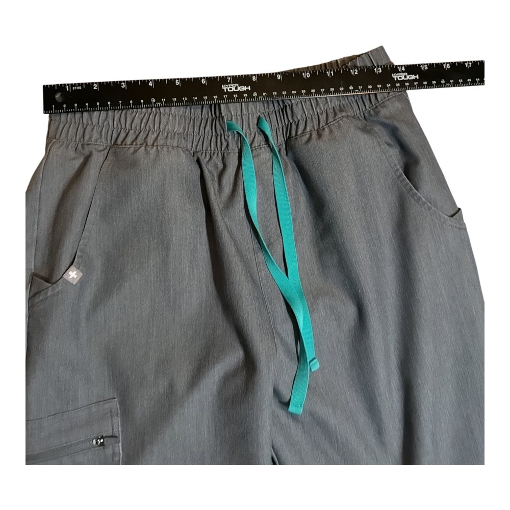 Figs scrubs set nurse uniform top and pants jogger short sleeve gray teal medium - Picture 7 of 11